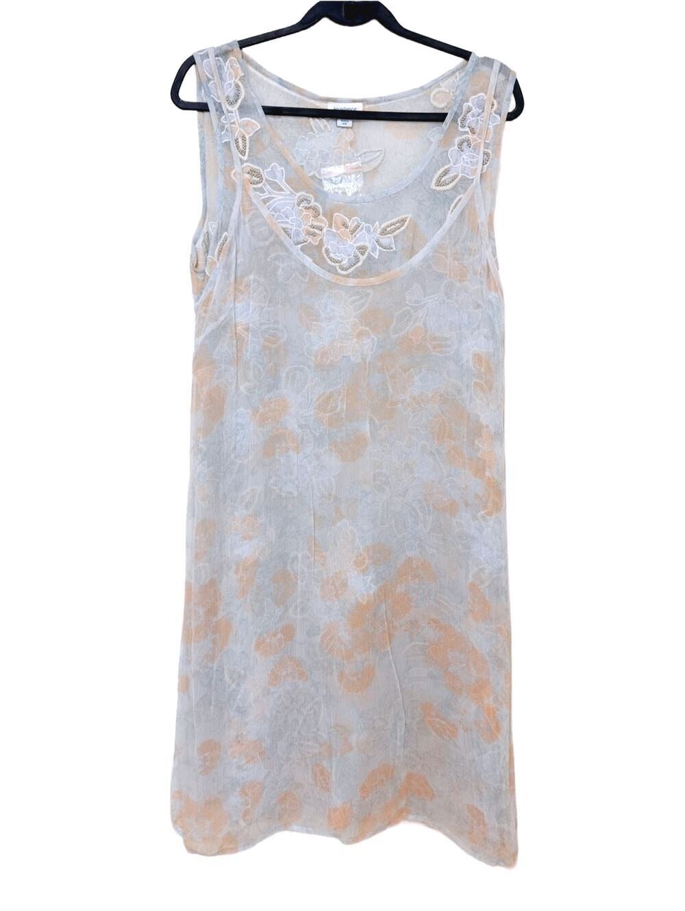 Sundance PXL Petite XL NWOT Embroidered Floral Mesh Overlay Dress